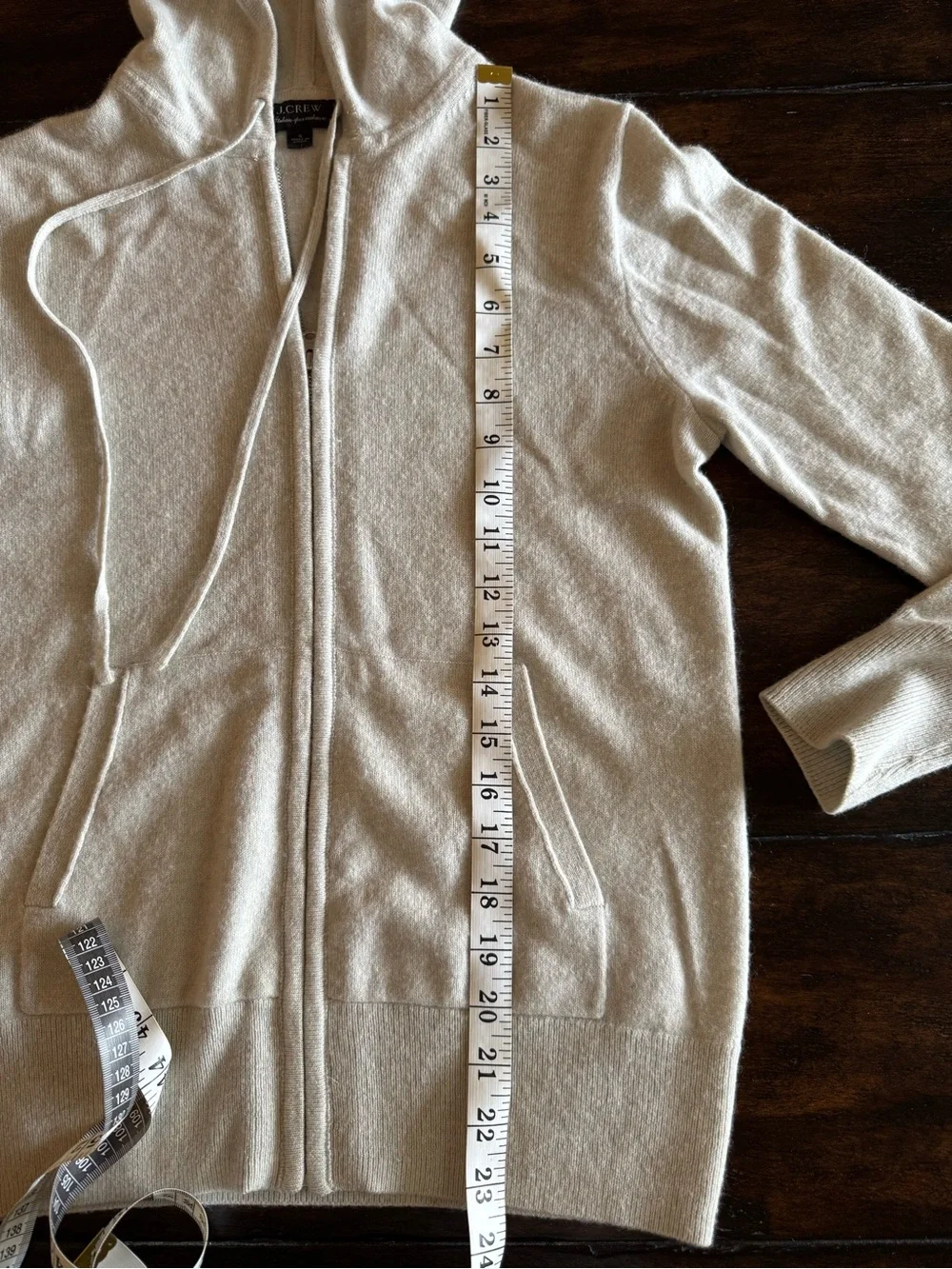 J. Crew Light Gray 100% Italian Cashmere Full Zip Hoodie